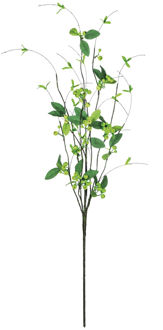 Sullivan's Christmas Berry Twig with Leaves Spray, Green Faux Floral Stem for Crafting, Weddings, Home and Holiday Decoration, 40 Inch